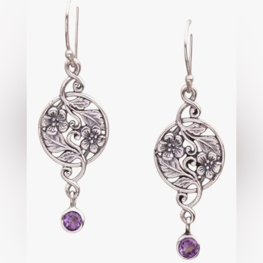 New 2025 Unisex Elegant Flower Leaf Geometry Earrings For Women Vintage Silver